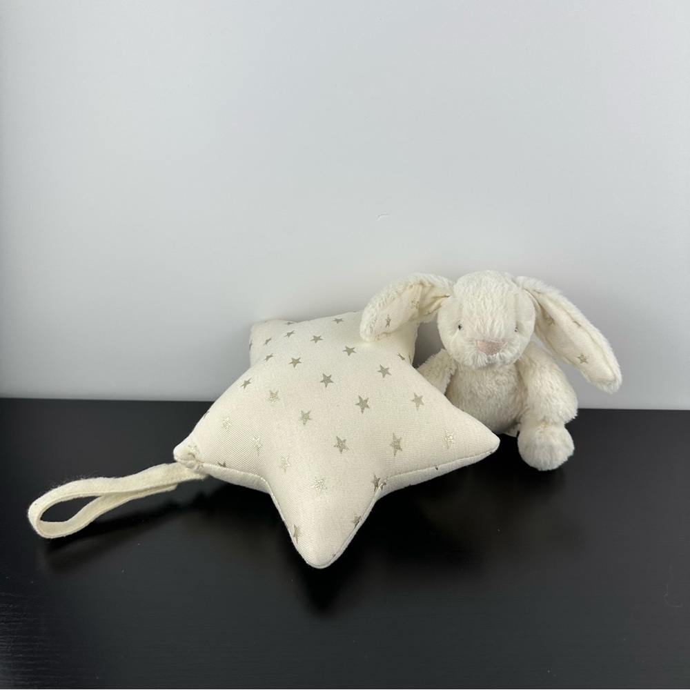 Jellycat Bashful White Bunny Musical Pull Stars Plush Stuffed Animal